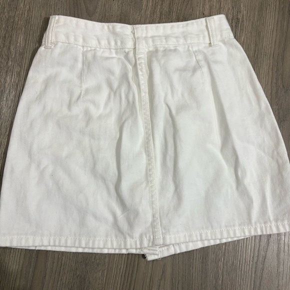 White Button-Front Skirt Denim Mini Skirt Sz XS Y2K - Picture 2 of 6